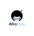 creative afro hair geek style comb logo vector image