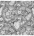 i love you black and white seamless pattern vector image vector image