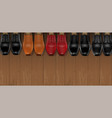 leather shoes on wooden floor vector image vector image