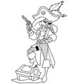 pirate girl line art vector image vector image
