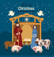 nativity scene set of cute people animals vector image