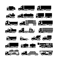 Set icons trucks trailers and vehicles Royalty Free Vector