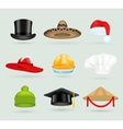 set of 3d top hats different proffesions vector image