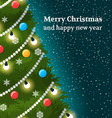 christmas card with decorated part of tree vector image vector image