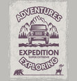 exploration poster placard with symbols of wild vector image vector image