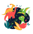 funny dinosaurs - flat design style colored vector image vector image