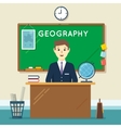 school teacher in classroom geography lesson vector image