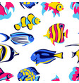 seamless pattern with tropical fishes marine life vector image