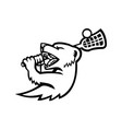 mongoose with lacrosse stock mascot black vector image vector image