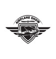 emblem template with retro airplane design element vector image