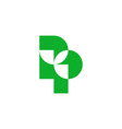letter pp simple geometric green leaf logo vector image