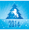 background with horse silhouette christmas tree vector image