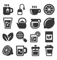 tea icons set on white background vector image