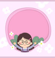 template happy little girl and flowers vector image vector image