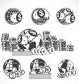 world and money icons set vector image