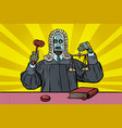 robot judge in robes and wig vector image vector image