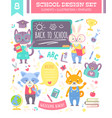 back to school design set with animals vector image