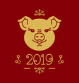 happy new year card - 2019 of the pig vector image vector image