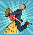 meeting lovers man and woman hugs girl carries vector image