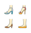 women formal shoes color icons set female elegant vector image
