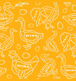 seamless pattern in thin line style for poultry vector image