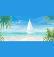 banner blue sea with a white sailboat vector image