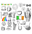 st patrick leprechaun gold pot clover and hat vector image