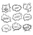 exclamation clouds sketch and onomatopoeia comic vector image vector image