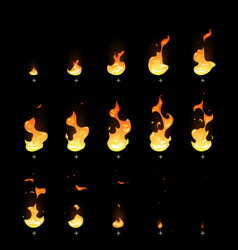 Fire flame pixel art animation sprite frames 8bit Vector Image