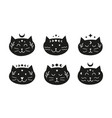 set boho celestial moon cat characters vector image