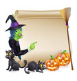 witch scroll halloween banner vector image vector image