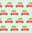 pattern car and christmas tree on the roof vector image vector image