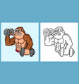 gorilla fitness cartoon character vector image
