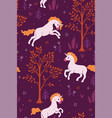 seamless pattern with unicorns in a magical vector image vector image