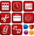set office stuff icons on square buttons vector image vector image