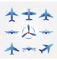 plane blue icons vector image