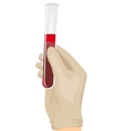 hand holding a test tube filled with blood vector image