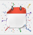 blank realistic calendar icon on festive vector image vector image