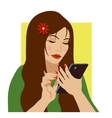 girl with phone vector image vector image