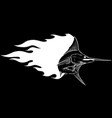 swordfish in white line on black background vector image vector image