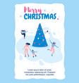 vertical flat banner marry christmas in blue frame vector image