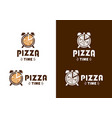 pizza with clock time logo design template vector image