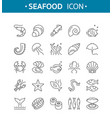 seafood line icons vector image