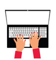 woman hand on laptop vector image