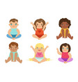 adorable big-eyed babies sitting and smiling set vector image
