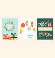 christmas greeting cards set vector image vector image