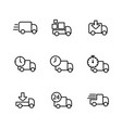 delivery truck icons set thin line vector image