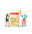 donation volunteers charity concept tiny male vector image vector image