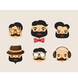 hipster characters pack with facial emotions vector image