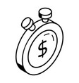 clock and dollar concept of time is money isometr vector image vector image